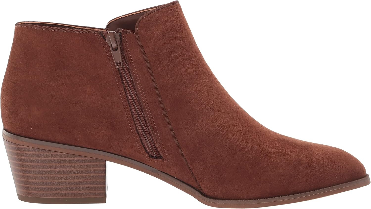 image:imageAmazon Essentials Womens Low Heel Ankle Boots with Side Zipper Stacked Block HeelCognac