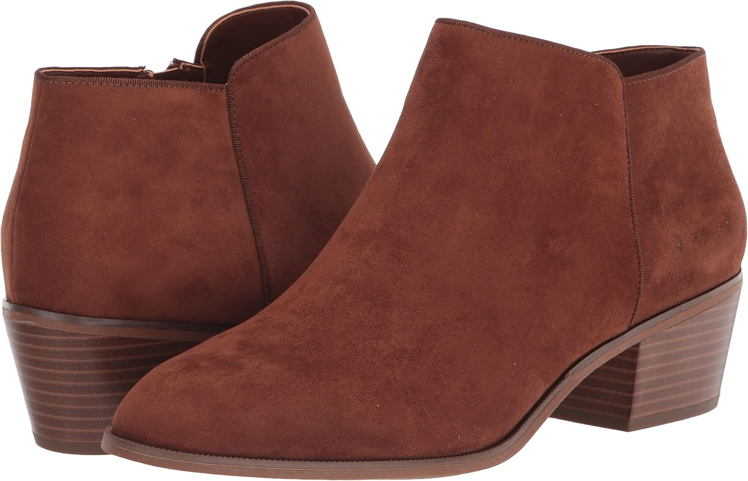image:imageAmazon Essentials Womens Low Heel Ankle Boots with Side Zipper Stacked Block HeelCognac