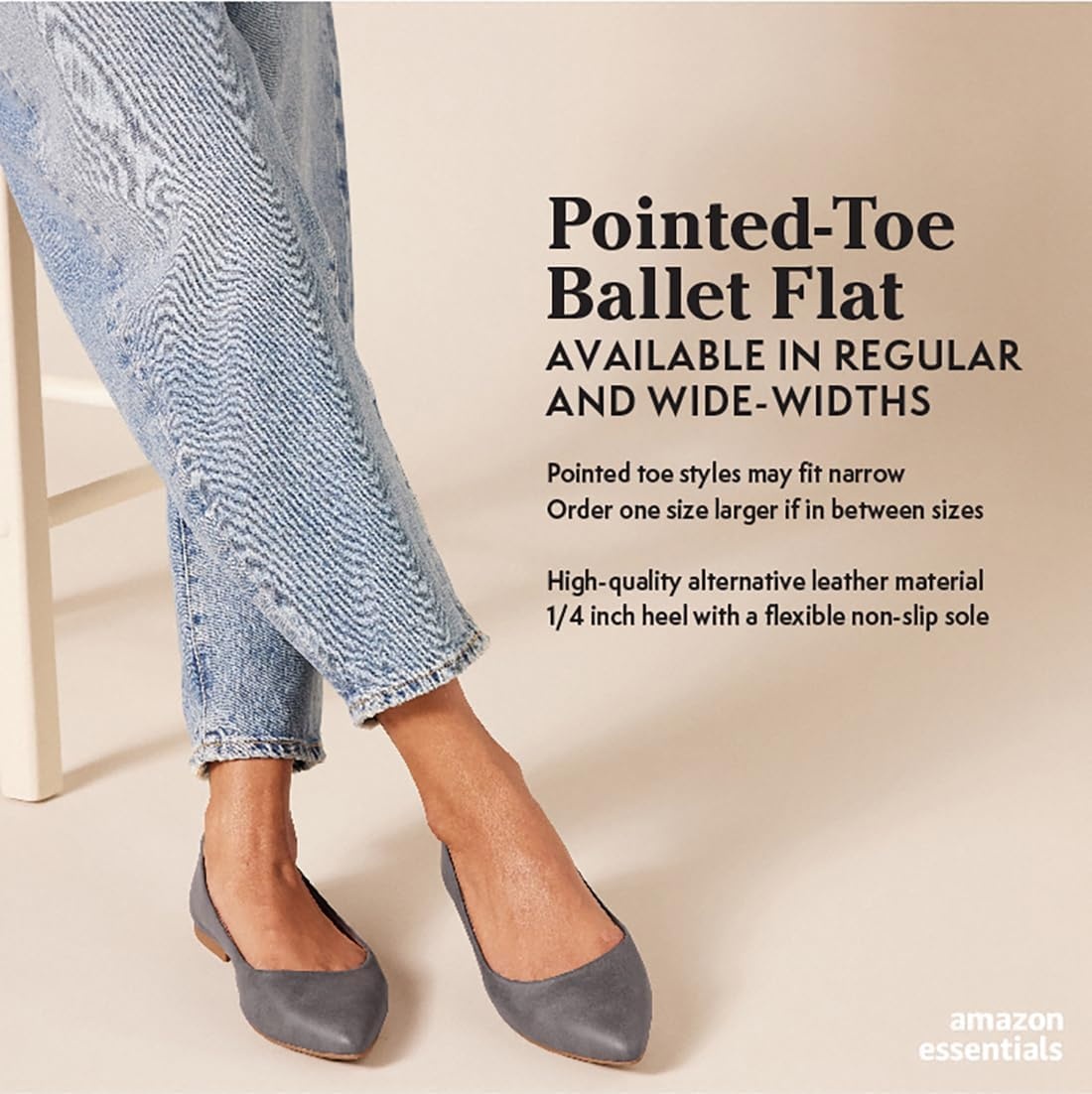 image:imageAmazon Essentials Womens PointedToe Ballet FlatsChocolate