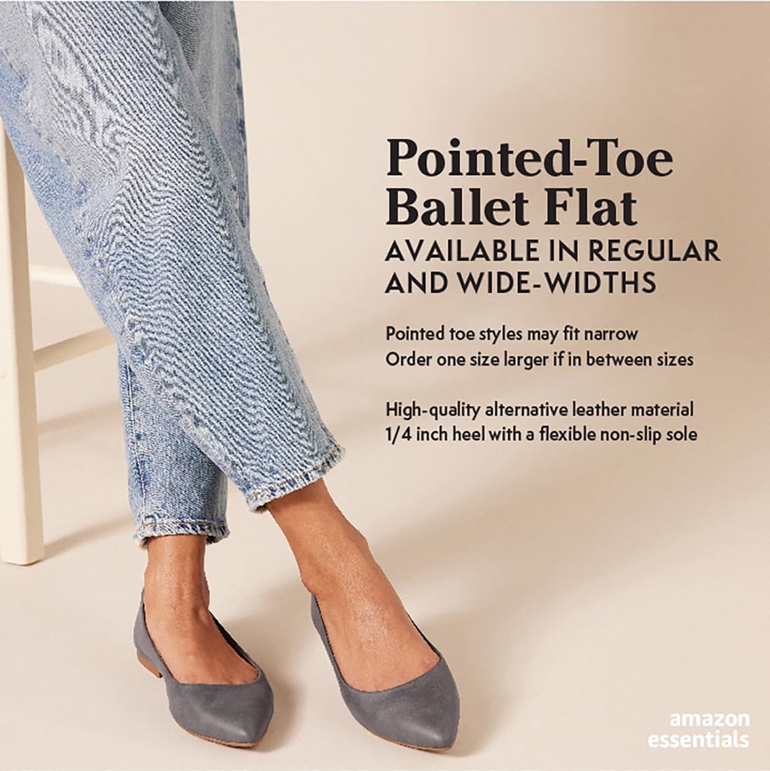 image:imageAmazon Essentials Womens PointedToe Ballet FlatsRose Gold