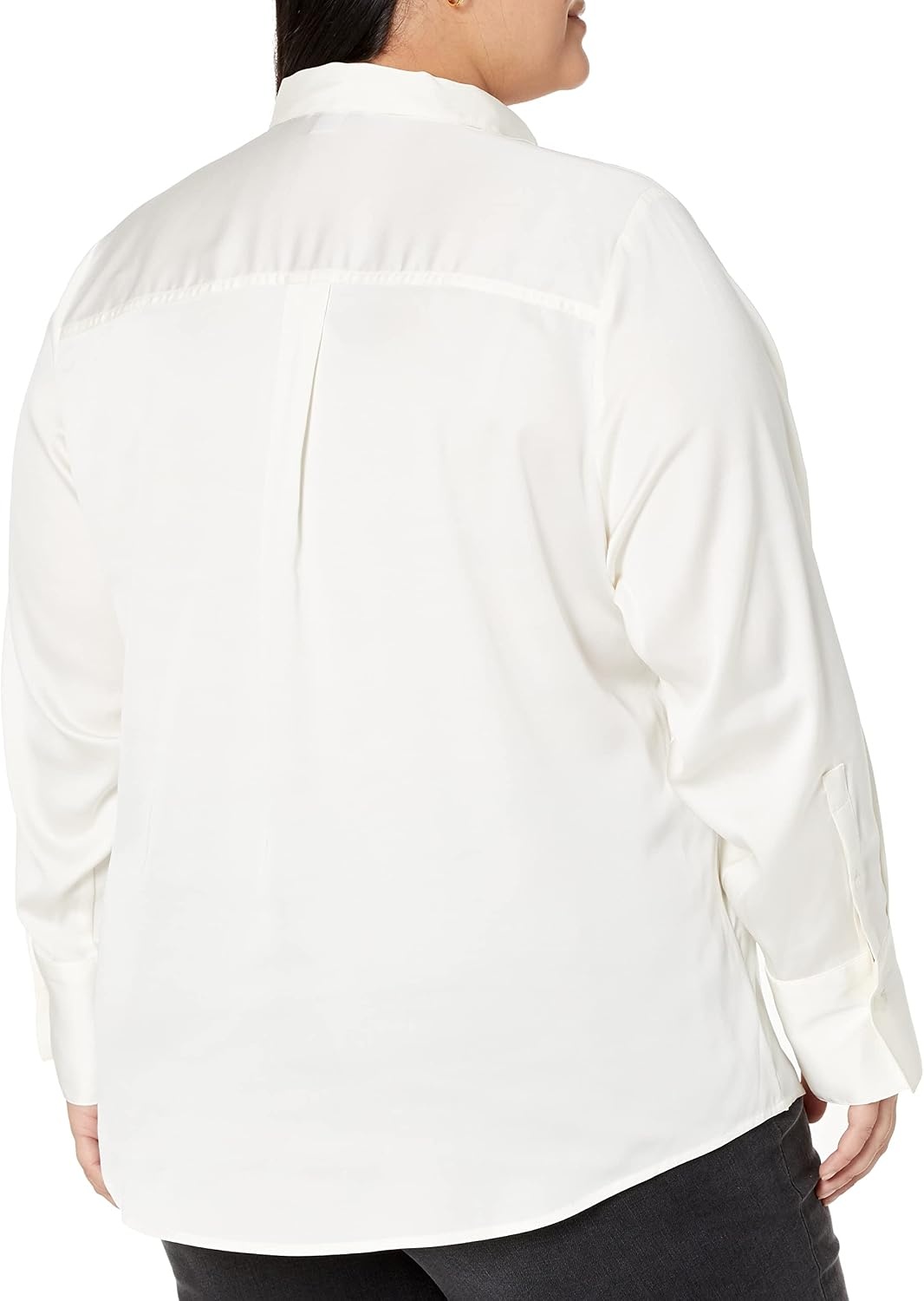 image:imageAmazon Essentials Womens RegularFit Long Sleeve Satin Button Down Blouse Dressy Collared ShirtEggshell