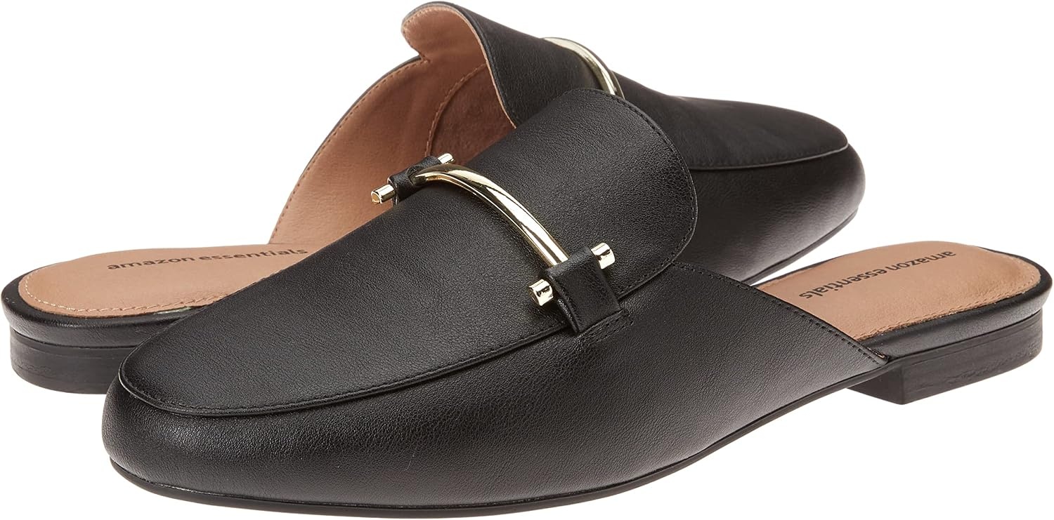 image:imageAmazon Essentials Womens Slipon Backless Buckle Mule Loafer Beige Crocodile LeatherBlack