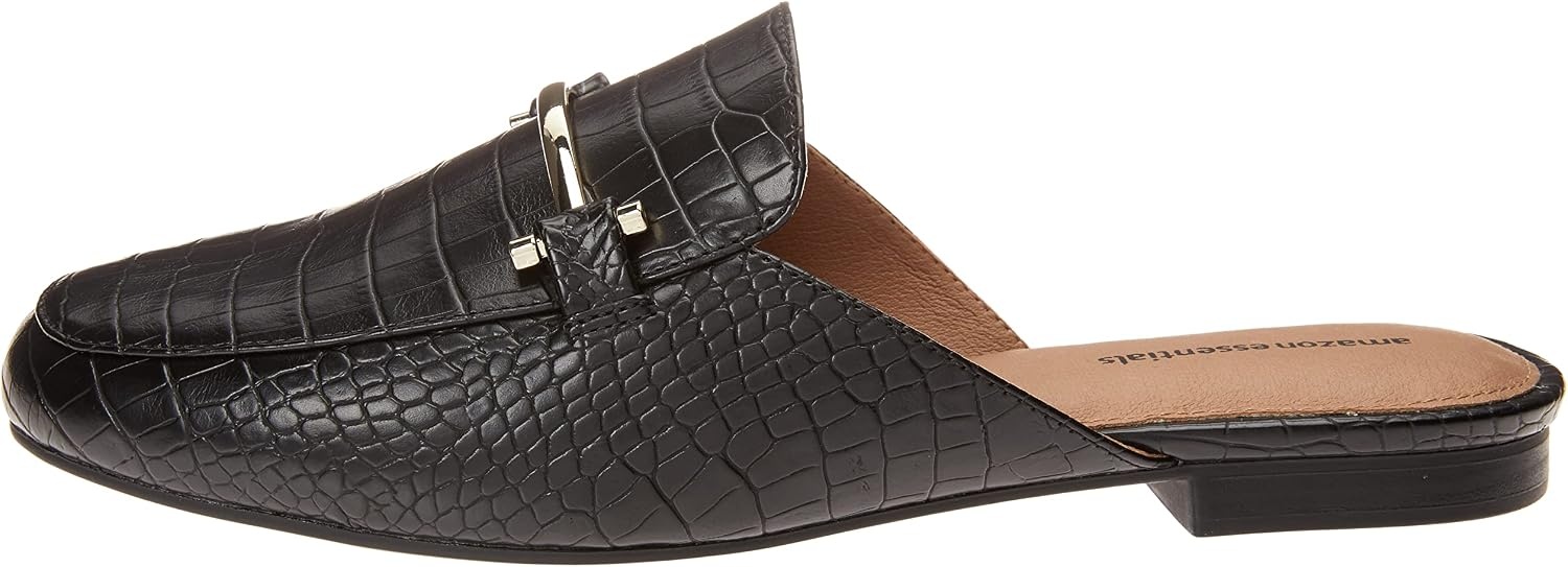 image:imageAmazon Essentials Womens Slipon Backless Buckle Mule Loafer Beige Crocodile LeatherBlack Crocodile Print