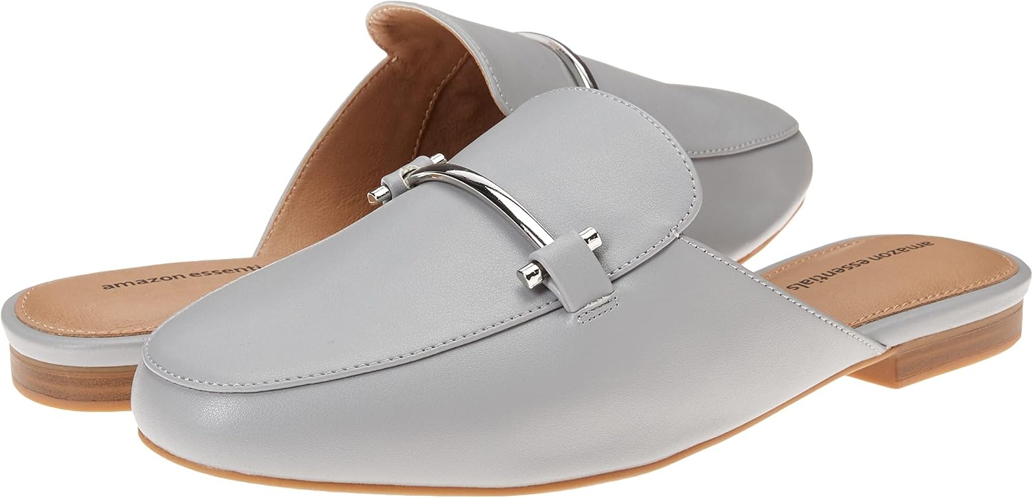 image:imageAmazon Essentials Womens Slipon Backless Buckle Mule Loafer Beige Crocodile LeatherGrey