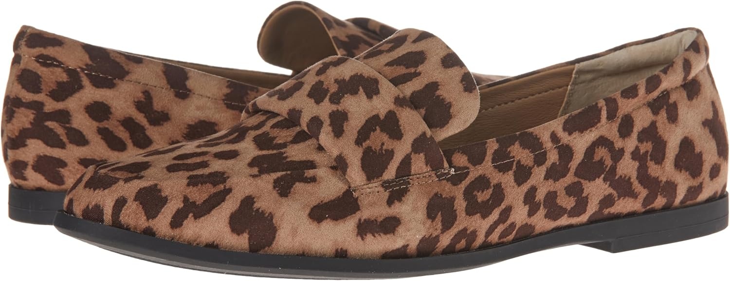 image:imageAmazon Essentials Womens Soft Almond Toe LoaferLeopard Faux Microsuede