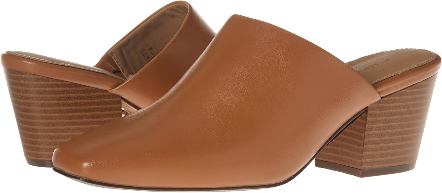 image:imageAmazon Essentials Womens Square Toe Slip On Heeled Mules Backless Non SlipTan