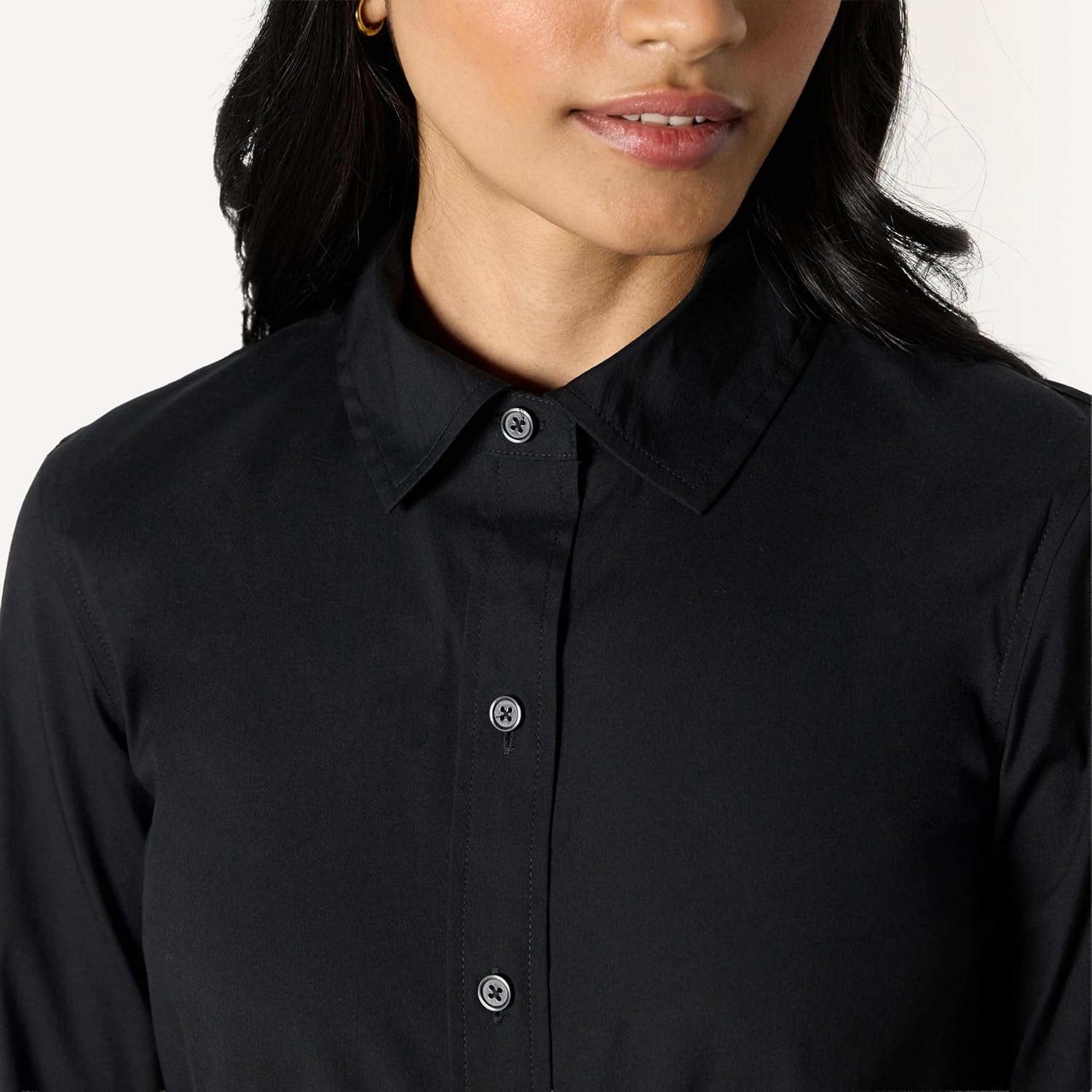 image:imageAmazon Essentials Womens Stretch Poplin ButtonUp Dress ShirtBlack