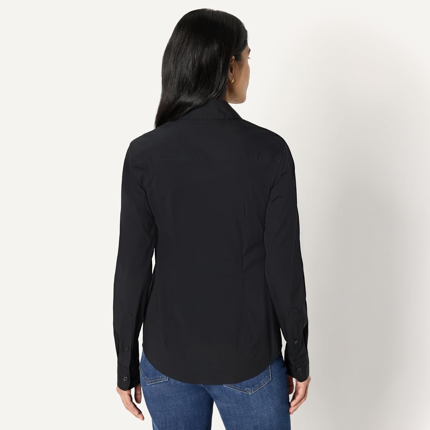 image:imageAmazon Essentials Womens Stretch Poplin ButtonUp Dress ShirtBlack