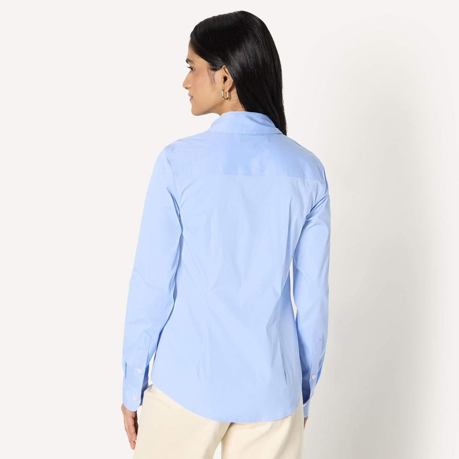 image:imageAmazon Essentials Womens Stretch Poplin ButtonUp Dress ShirtPowder Blue
