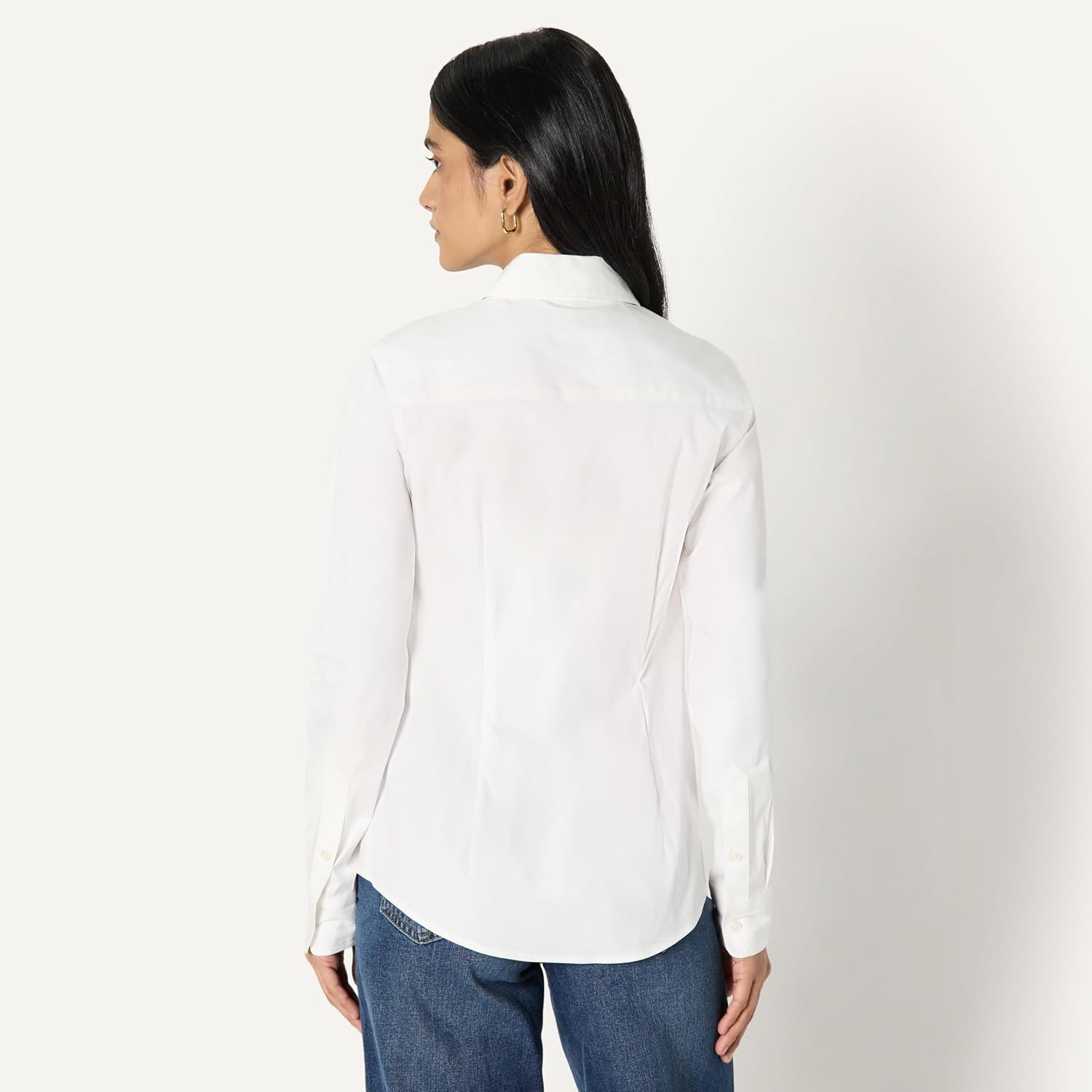 image:imageAmazon Essentials Womens Stretch Poplin ButtonUp Dress ShirtWhite