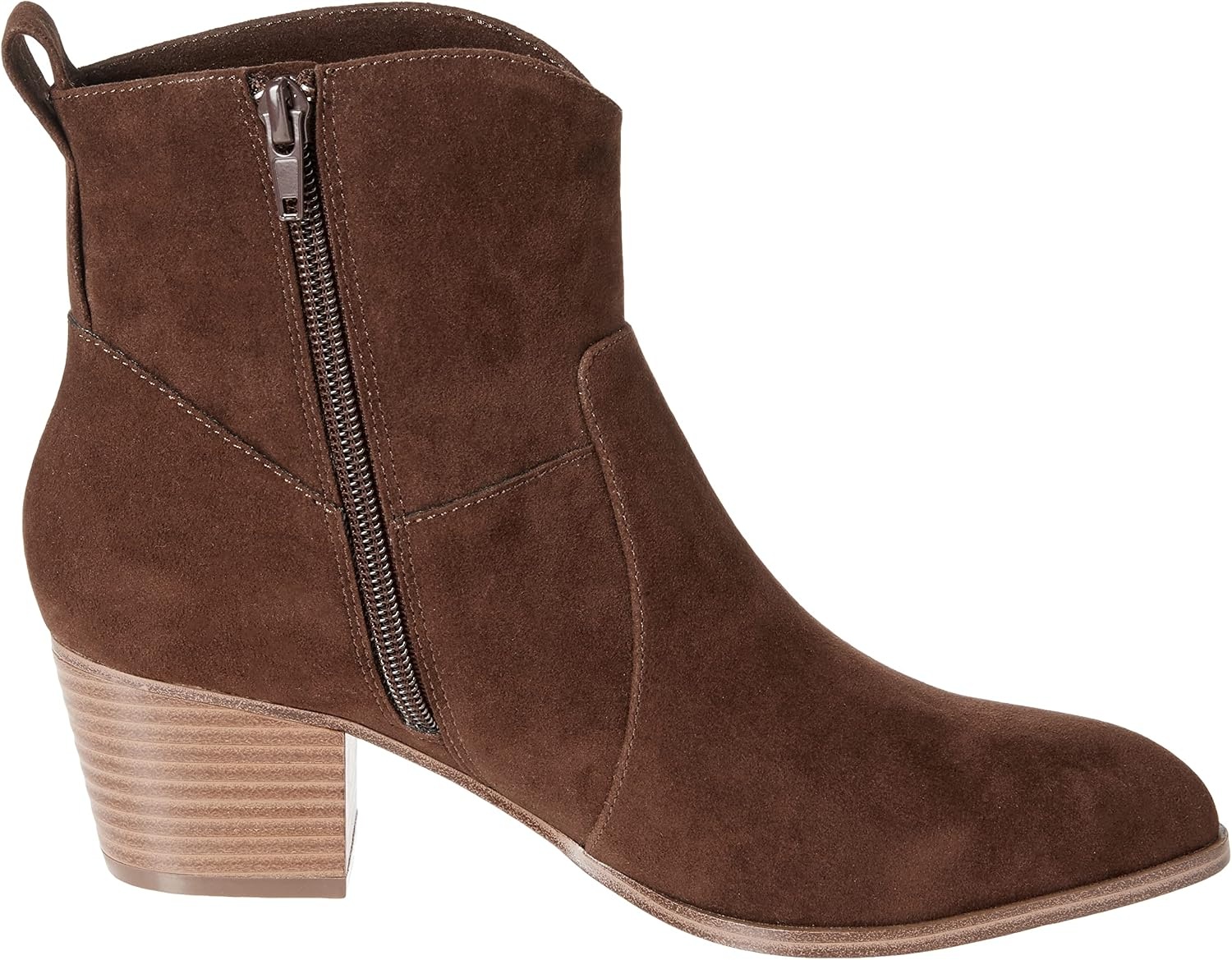 image:imageAmazon Essentials Womens Western Ankle Boots with Stacked Heel Memory Foam Insole Non SlipDark Toffee Brown