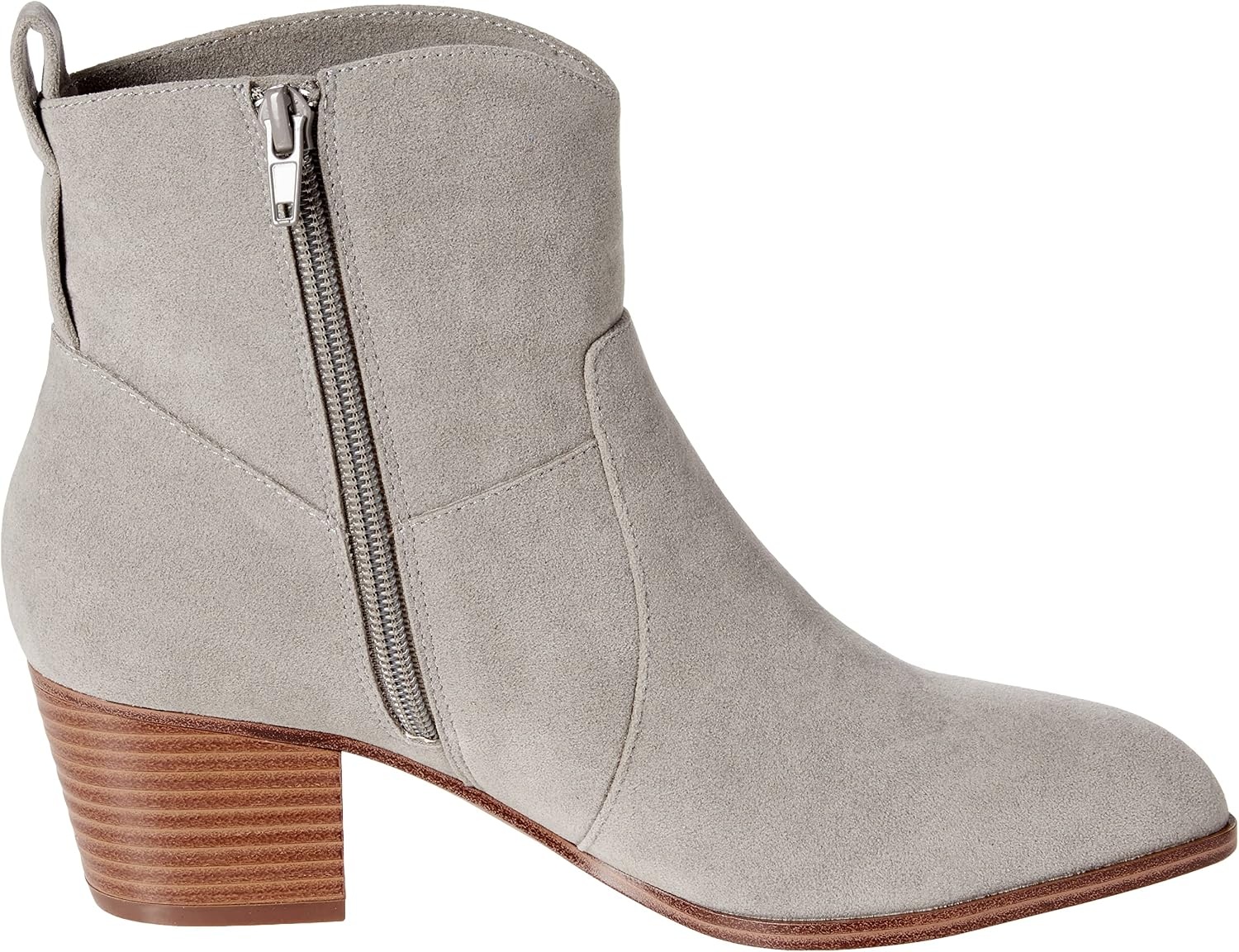 image:imageAmazon Essentials Womens Western Ankle Boots with Stacked Heel Memory Foam Insole Non SlipLight Grey Heather Microsuede