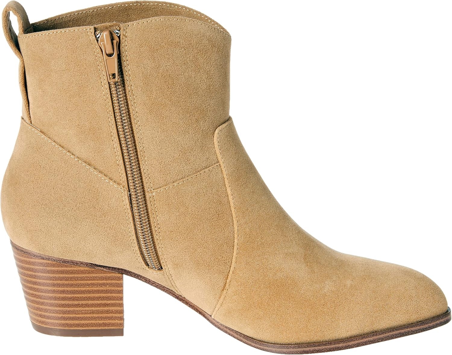 image:imageAmazon Essentials Womens Western Ankle Boots with Stacked Heel Memory Foam Insole Non SlipTan