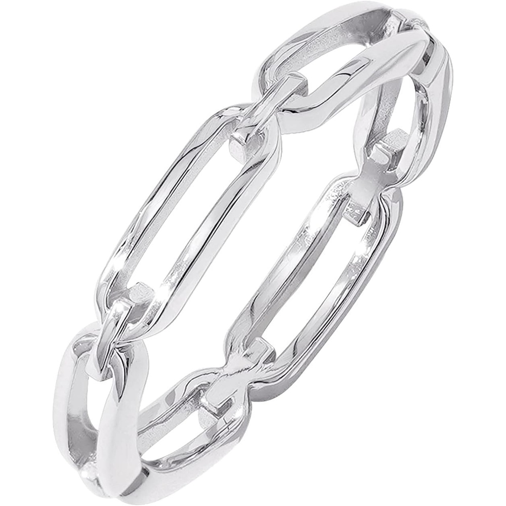image:imageAmazon Essentials 14K Gold or Rhodium Plated Sterling Silver Chain Link Band RingRhodium