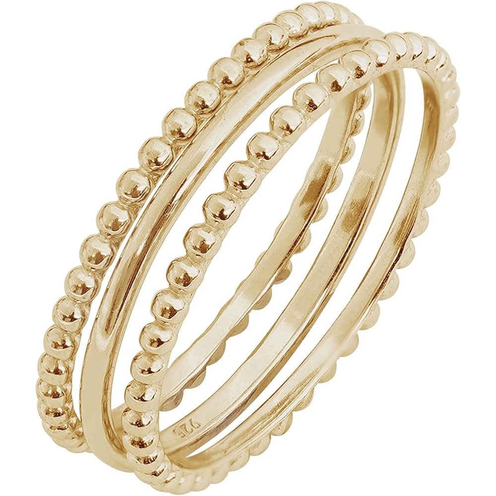 image:imageAmazon Essentials 14K Gold or Rhodium Plated Sterling Silver Stacking Ring Set of 3Yellow Gold