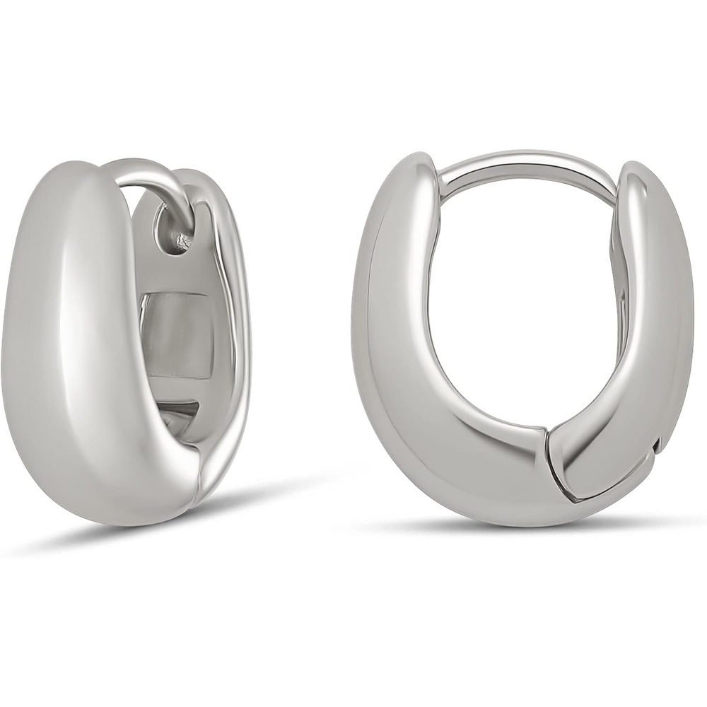 image:imageAmazon Essentials 14K Gold or Sterling Silver Plated Teardrop Huggie Hoop 12mmSilver