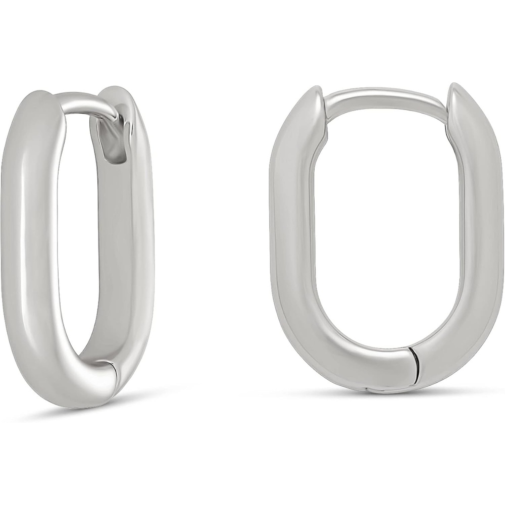 image:imageAmazon Essentials 14k Gold Plated or Silver Plated Modern Oval Hoop EarringsSilver