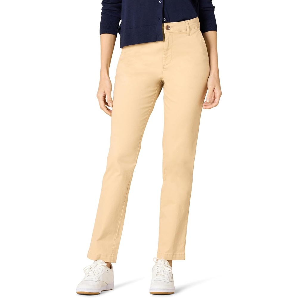 image:imageAmazon Essentials Womens HighRise SlimFit FullLength StraightLeg Khaki PantTan