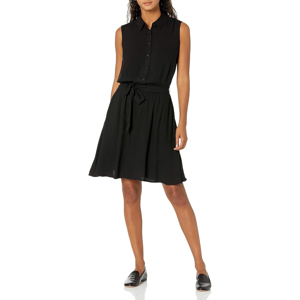 image:imageAmazon Essentials Womens Sleeveless Summer Shirtdress RelaxedFit Woven Lightweight Dress Knee LengthBlack