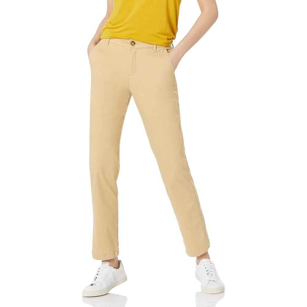 image:imageAmazon Essentials Womens Slim Fit Straight Leg Stretch Twill Chino PantKhaki