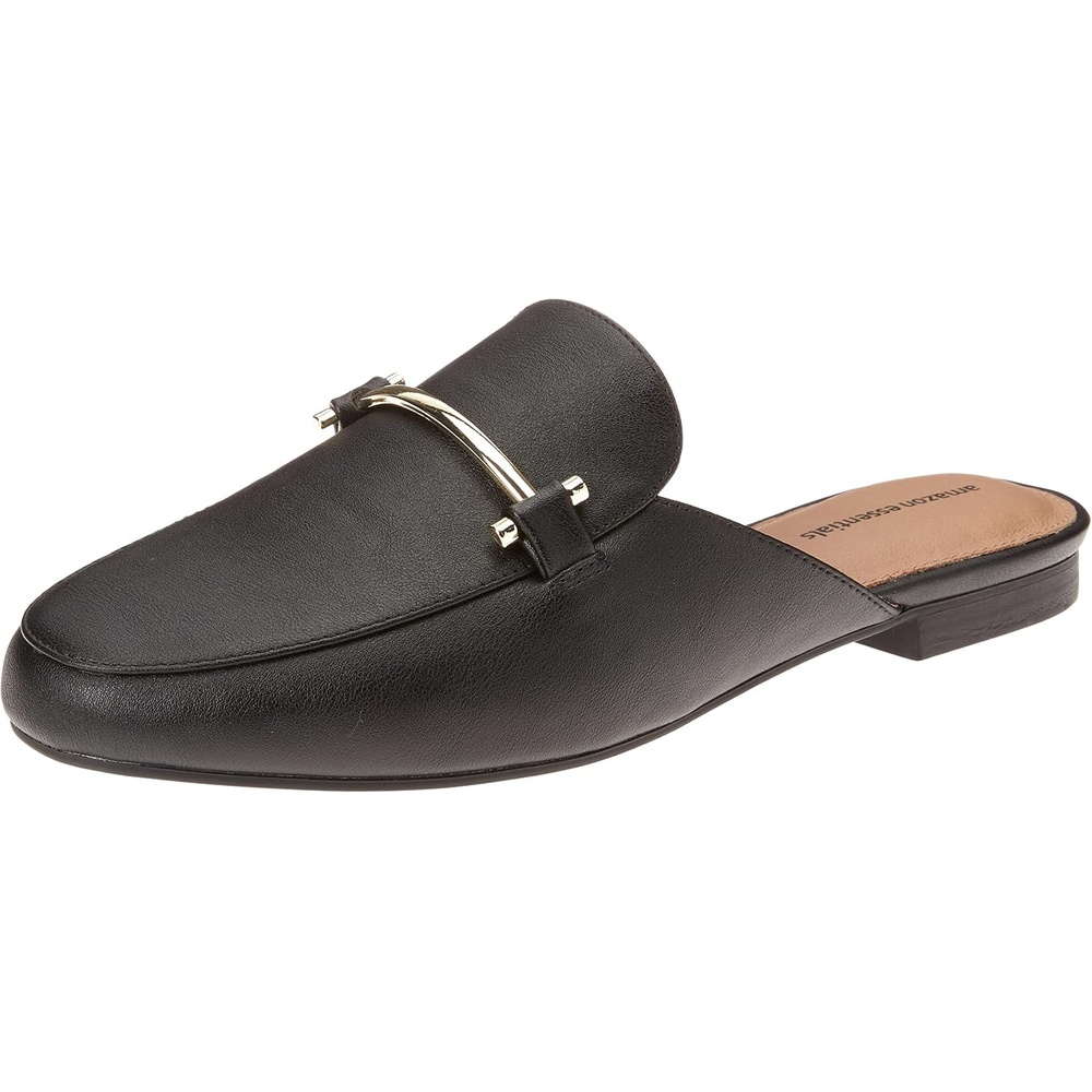 image:imageAmazon Essentials Womens Slipon Backless Buckle Mule Loafer Beige Crocodile LeatherBlack