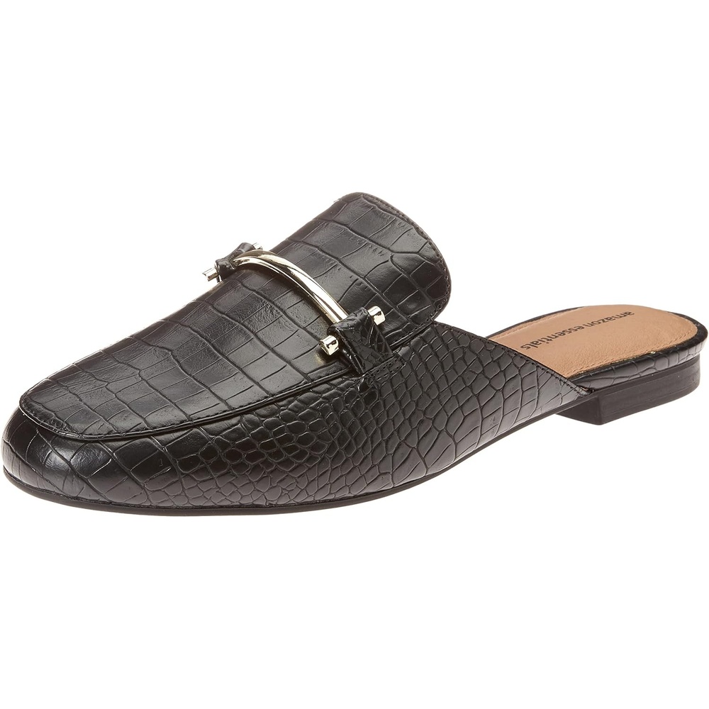 image:imageAmazon Essentials Womens Slipon Backless Buckle Mule Loafer Beige Crocodile LeatherBlack Crocodile Print