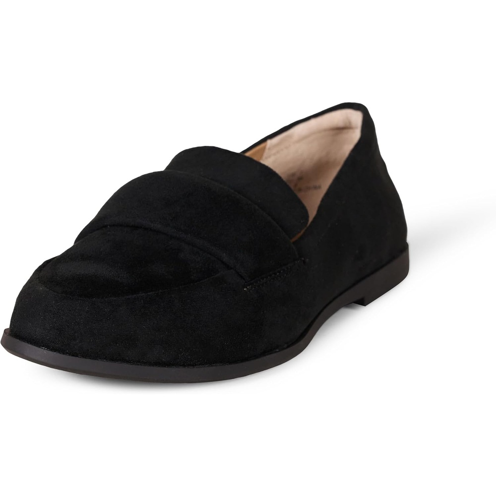 image:imageAmazon Essentials Womens Soft Almond Toe LoaferBlack Faux Microsuede