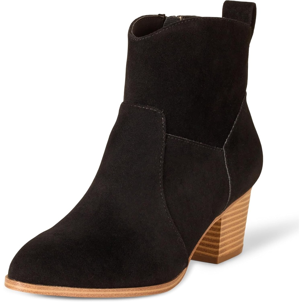 image:imageAmazon Essentials Womens Western Ankle Boots with Stacked Heel Memory Foam Insole Non SlipBlack