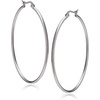 Amazon Essentials Stainless Steel Rounded Tube Hoop Earrings (50mm), (previously Amazon Collection)(Stainless Steel)