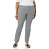 Amazon Essentials Women’s Bi-Stretch Full Length Straight Leg Pant(White Gingham)