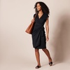 Amazon Essentials Women’s Classic Cap Sleeve Wrap Dress with V Neck, Pleated Waist (Available in Plus Size)(Black)