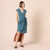 Amazon Essentials Women’s Classic Cap Sleeve Wrap Dress with V Neck, Pleated Waist (Available in Plus Size)(Blue  Dots)