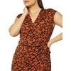 Amazon Essentials Women’s Classic Cap Sleeve Wrap Dress with V Neck, Pleated Waist (Available in Plus Size)(Brown  Floral Print)