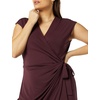 Amazon Essentials Women’s Classic Cap Sleeve Wrap Dress with V Neck, Pleated Waist (Available in Plus Size)(Burgundy)
