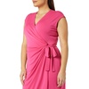 Amazon Essentials Women’s Classic Cap Sleeve Wrap Dress with V Neck, Pleated Waist (Available in Plus Size)(Dark Pink)