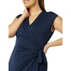 Amazon Essentials Women’s Classic Cap Sleeve Wrap Dress with V Neck, Pleated Waist (Available in Plus Size)(Navy)