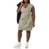 Amazon Essentials Women’s Classic Cap Sleeve Wrap Dress with V Neck, Pleated Waist (Available in Plus Size)(Tan  Classic Animal Print)