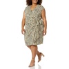 Amazon Essentials Women’s Classic Cap Sleeve Wrap Dress with V Neck, Pleated Waist (Available in Plus Size)(Tan  Classic Animal Print)