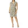 Amazon Essentials Women’s Classic Cap Sleeve Wrap Dress with V Neck, Pleated Waist (Available in Plus Size)(Tan Animal Print)