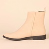 Amazon Essentials Women’s Exterior Zip Flat Ankle Boot(Beige Faux Suede)