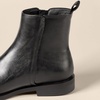 Amazon Essentials Women’s Exterior Zip Flat Ankle Boot(Black Faux Leather)