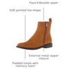 Amazon Essentials Women’s Exterior Zip Flat Ankle Boot(Tan Faux Suede)