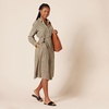 Amazon Essentials Women’s Georgette Long Sleeve Midi Length Shirt Dress(Taupe  Leopard)