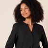 Amazon Essentials Women’s Georgette Long Sleeve Relaxed-Fit Popover Blouse, Business Casual, Dress Blouses for Office Work(Black)