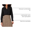 Amazon Essentials Women’s Georgette Long Sleeve Relaxed-Fit Popover Blouse, Business Casual, Dress Blouses for Office Work(Black)