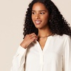 Amazon Essentials Women’s Georgette Long Sleeve Relaxed-Fit Popover Blouse, Business Casual, Dress Blouses for Office Work(Ivory)