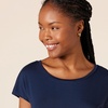 Amazon Essentials Women’s Jersey Regular-Fit Short-Sleeve Boat-Neck Dolman T-Shirt(Navy/Sand)