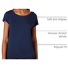 Amazon Essentials Women’s Jersey Regular-Fit Short-Sleeve Boat-Neck Dolman T-Shirt(Navy/Sand)