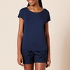 Amazon Essentials Women’s Jersey Regular-Fit Short-Sleeve Boat-Neck Dolman T-Shirt(Navy/Sand)