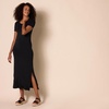 Amazon Essentials Women’s Jersey Standard-Fit Short-Sleeve Crewneck Side Slit Maxi Dress(Black)